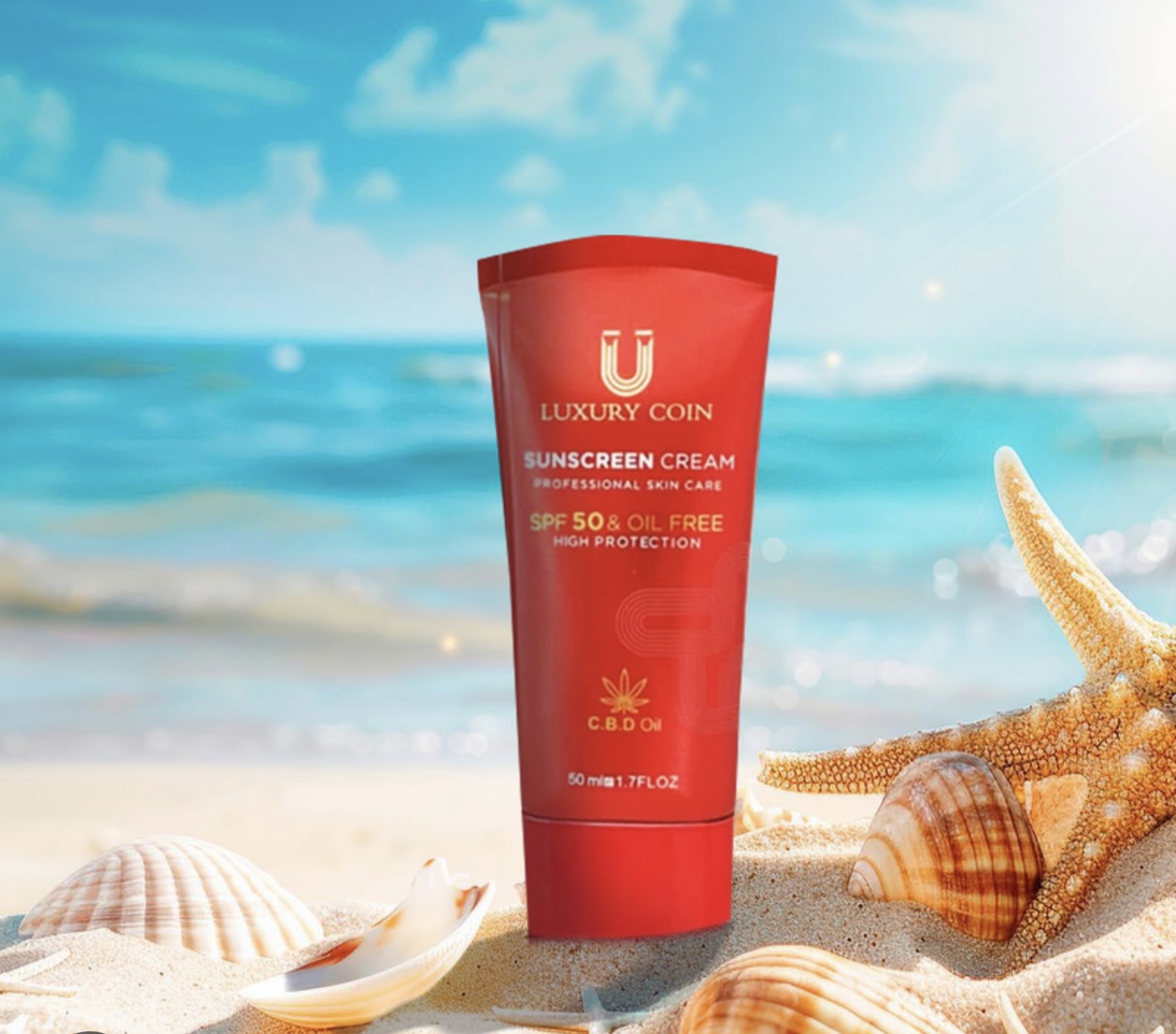 کرم ضد آفتاب SPF50 لاکچری کوین ۵۰ میل